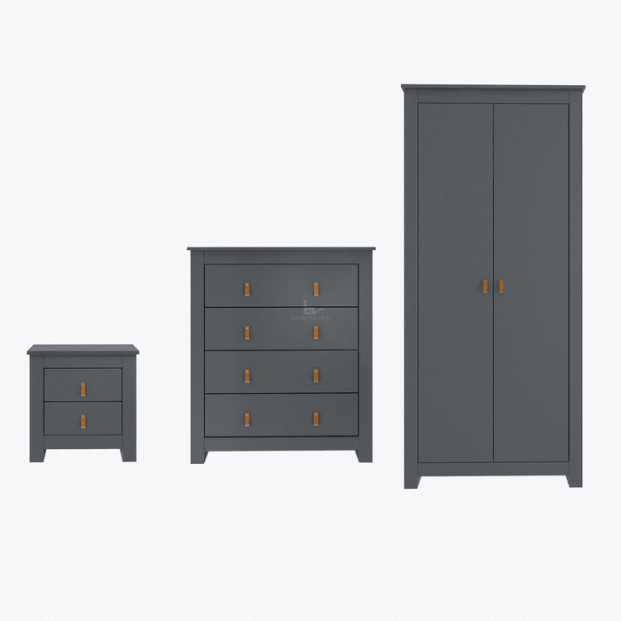 Morton 3 Piece Bedroom Furniture Set in Grey