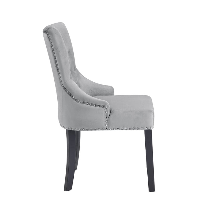 Sydney Dining Chair in Velvet Fabric, Light Grey