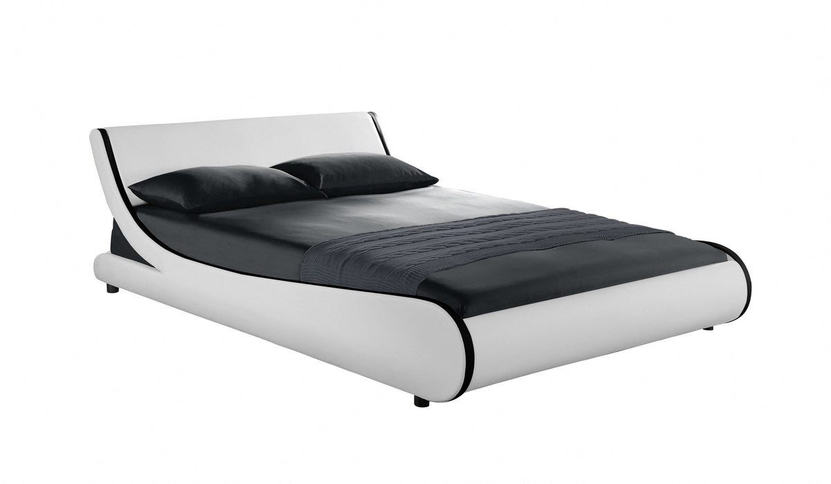 Galactic Leather Double Bed Frame, White & Black