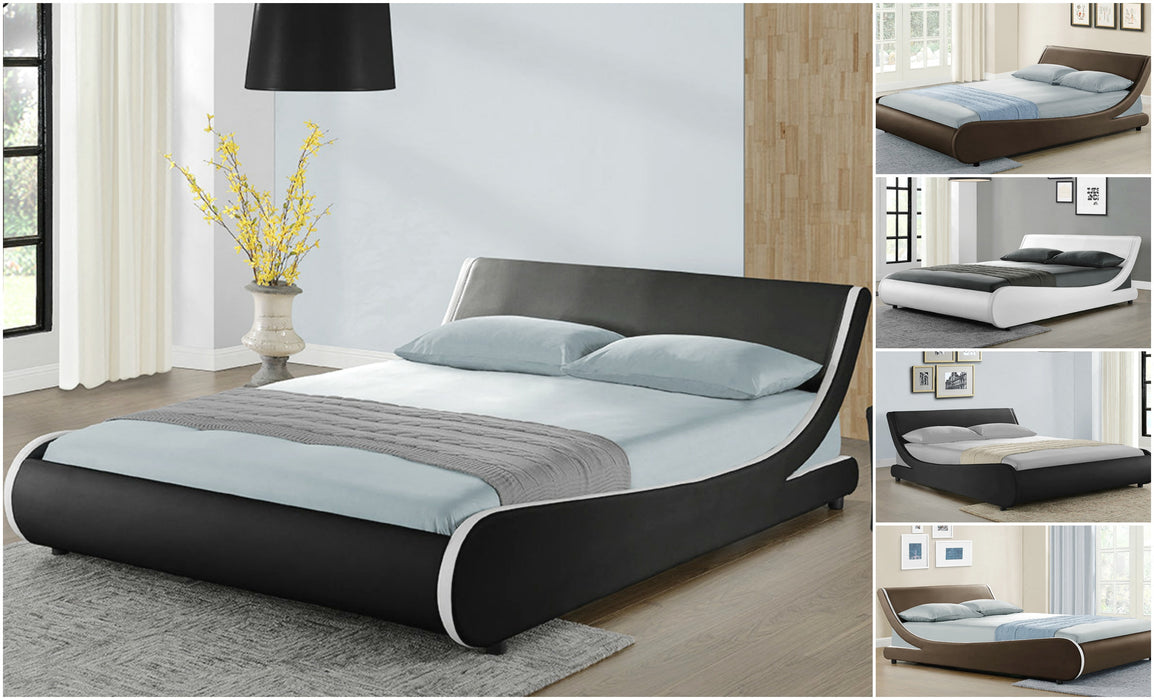 Galactic Leather King Bed Frame, Black & White