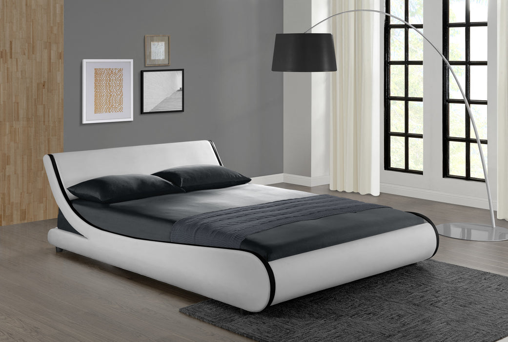 Galactic Leather King Bed Frame, White & Black