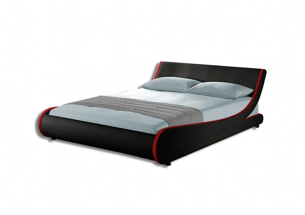 Galactic Leather King Bed Frame, Black & Red