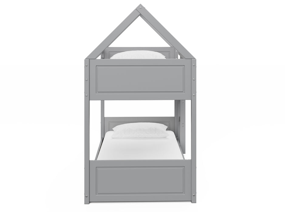 Miller Bunk Bed House Single Kids Frame, Light Grey