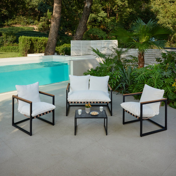 Marbella Garden Lounge Set,  Ivory Cushions