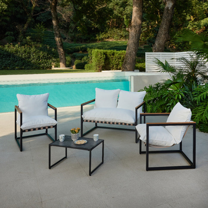 Marbella Garden Lounge Set,  Ivory Cushions