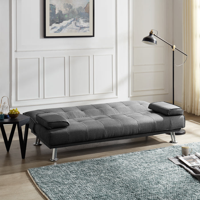 Montana Sofa Bed Fabric with Chrome Legs, Charcoal