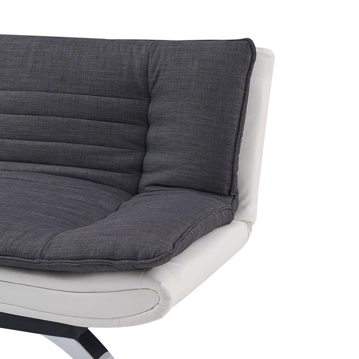 Michigan Fabric Sofa Bed Duo Contrast Fabric With Chrome Legs, Charcoal & White Faux Leather