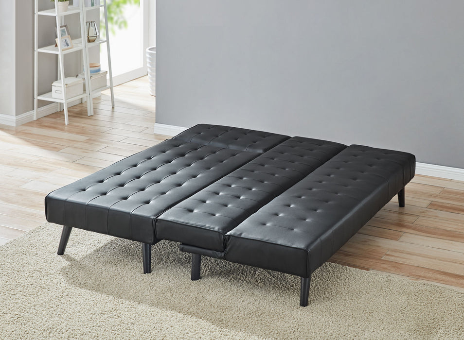 Dawson Faux Leather Sofa Bed With Chaise, Black Faux Leather