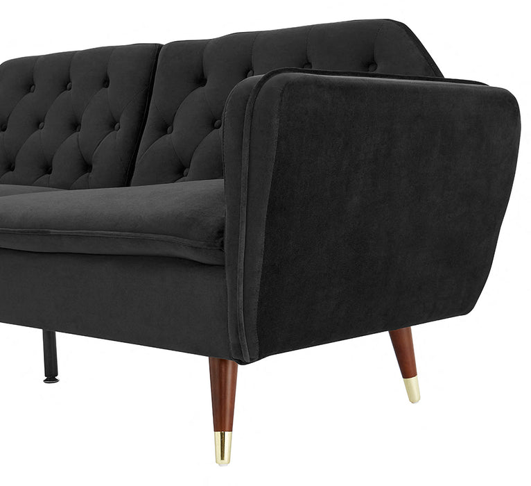 Velvet Fabric Sofa Bed 3 Seater Padded Suite Click Clack Luxury Recliner Sofabed, Black
