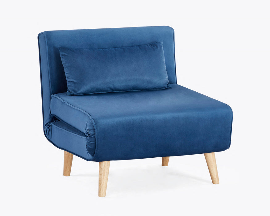 Kendal Blue Velvet Single Futon Sofa Bed