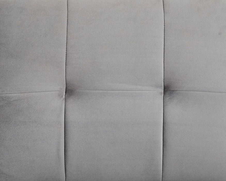 Morgan 3 Seater Chaise Fabric Grey Velvet Tuft Backrest Wooden Leg Clic-Clac Sofa Bed