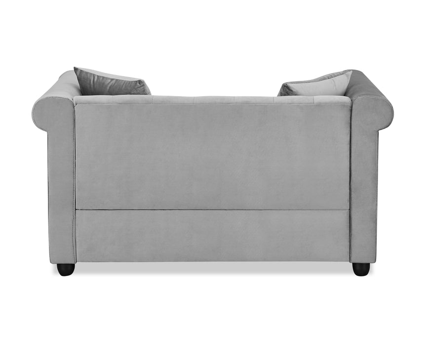 Ascot Chesterfield Fabric 2 Seater Sofa, Grey