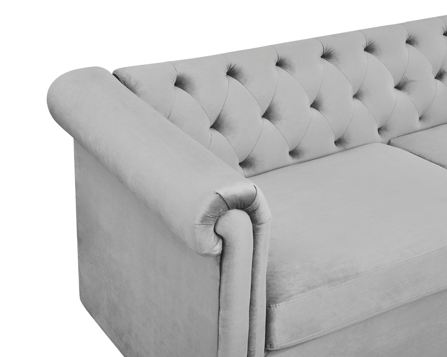 Ascot Chesterfield Fabric 2 Seater Sofa, Grey
