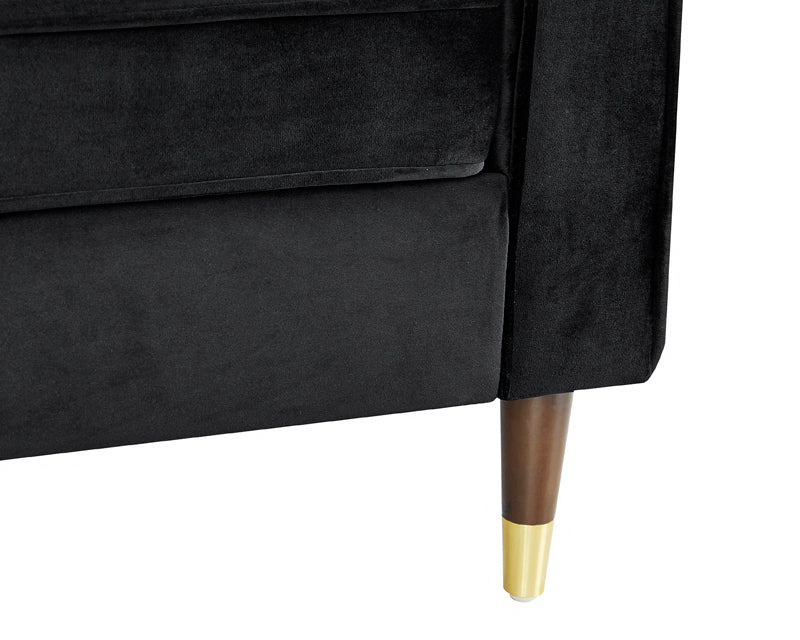 Thomas Velvet Fabric 3 Seater Sofa, Black