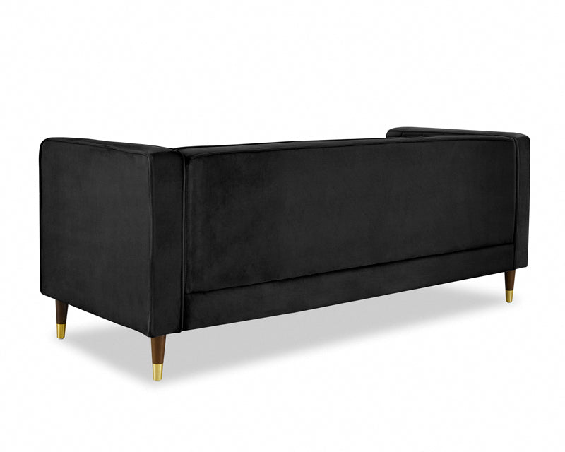 Thomas Velvet Fabric 3 Seater Sofa, Black