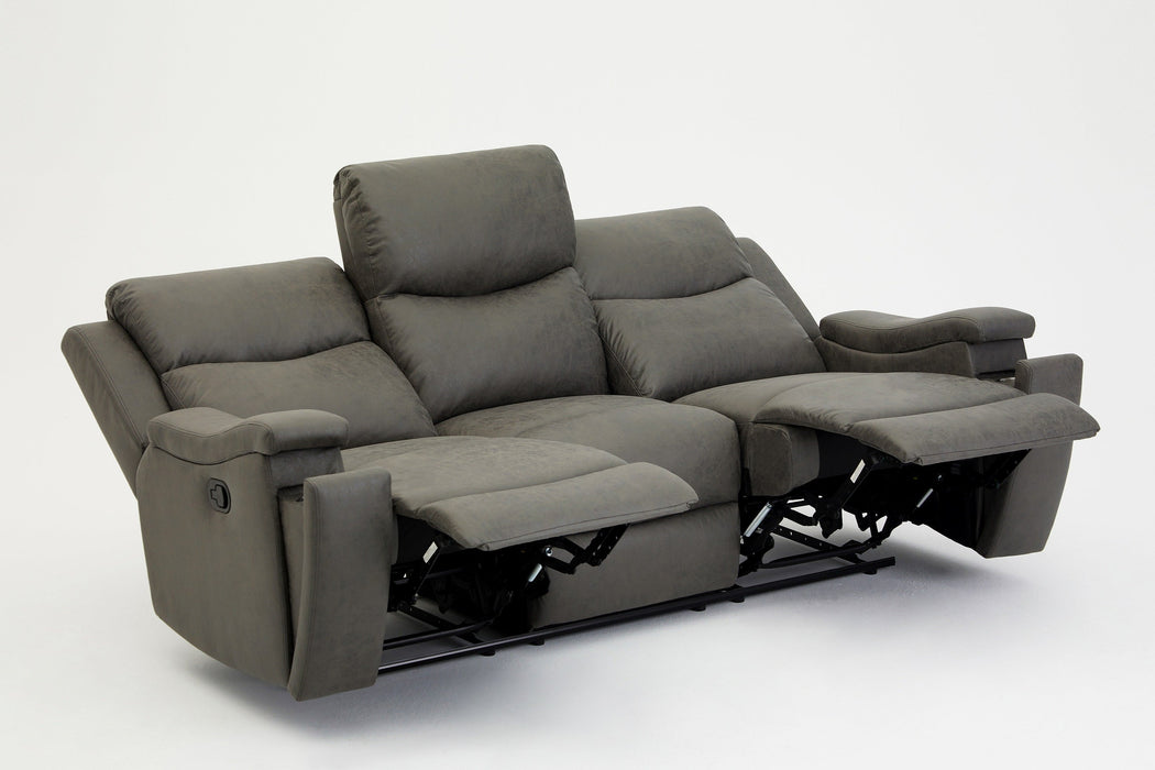 Collins Sofa Suite 3 Seater Manual Recliner Grey Air Leather