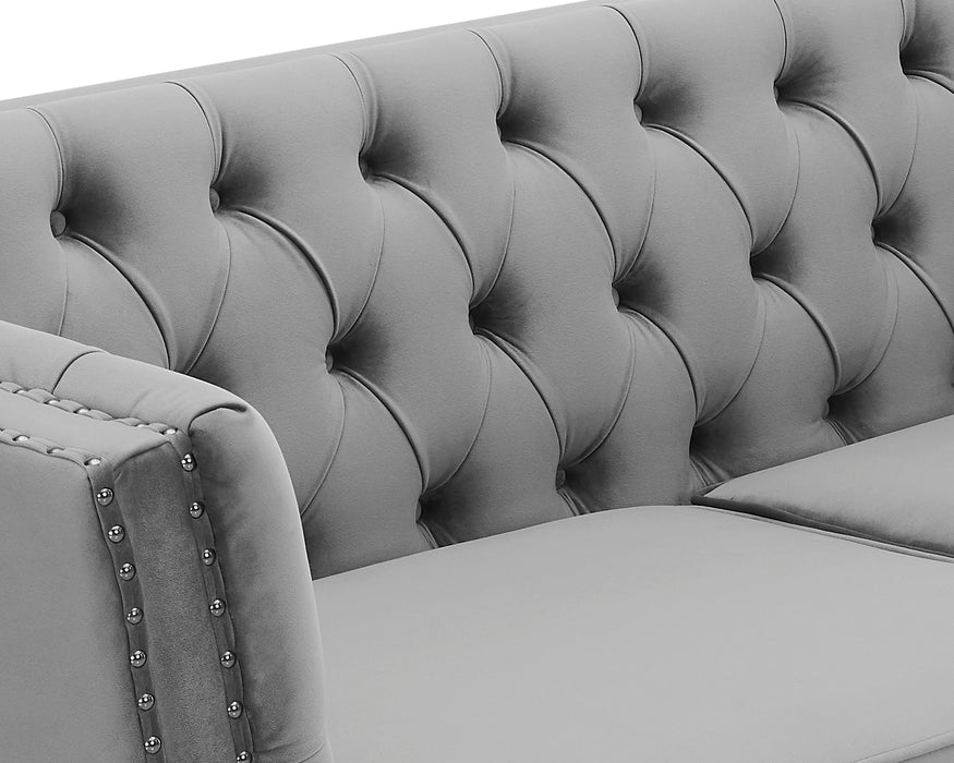 Chelsea Velvet Fabric 2 Seater Sofa, Light Grey
