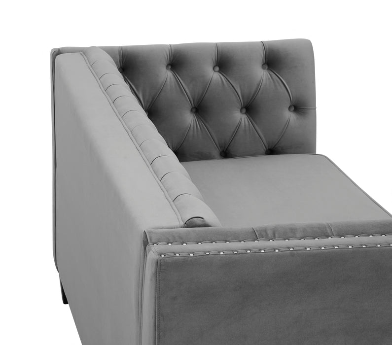 Chelsea Velvet Fabric 2 Seater Sofa, Light Grey
