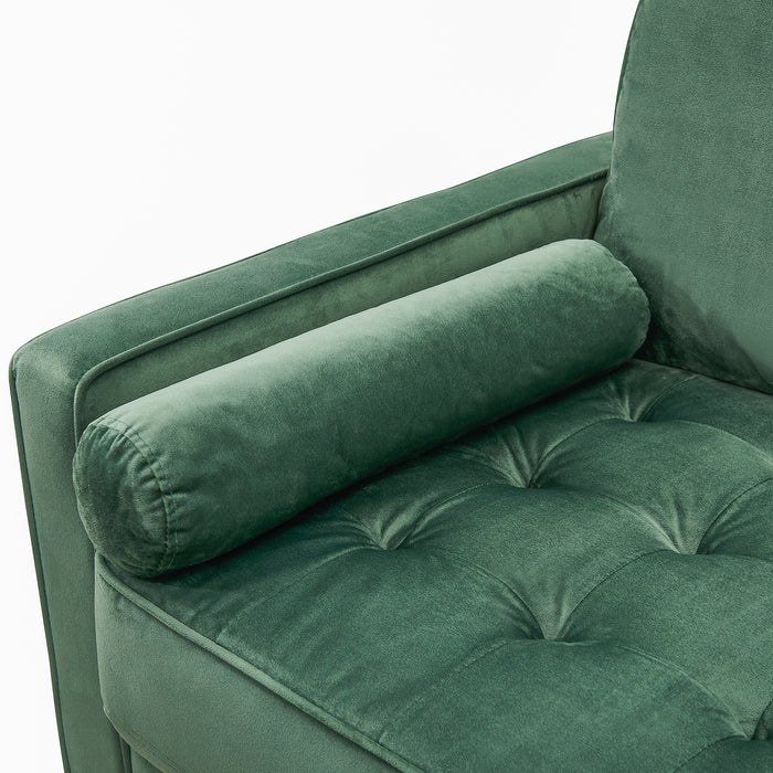 Edward Velvet Sofa 3 Seater Luxury Velvet Sofa Couch Settee Bolster Cushions, Green