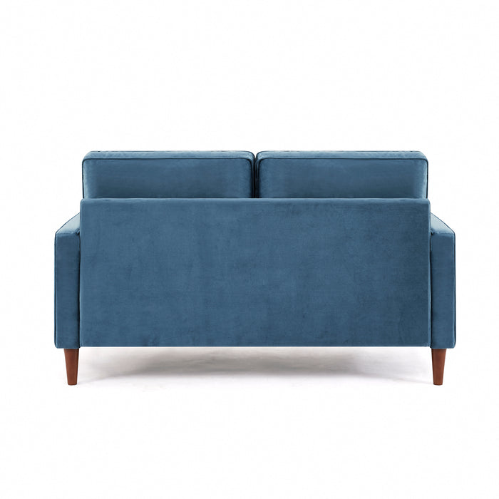 Edward Velvet Sofa 2 Seater Luxury Velvet Sofa Couch Settee Bolster Cushions, Blue