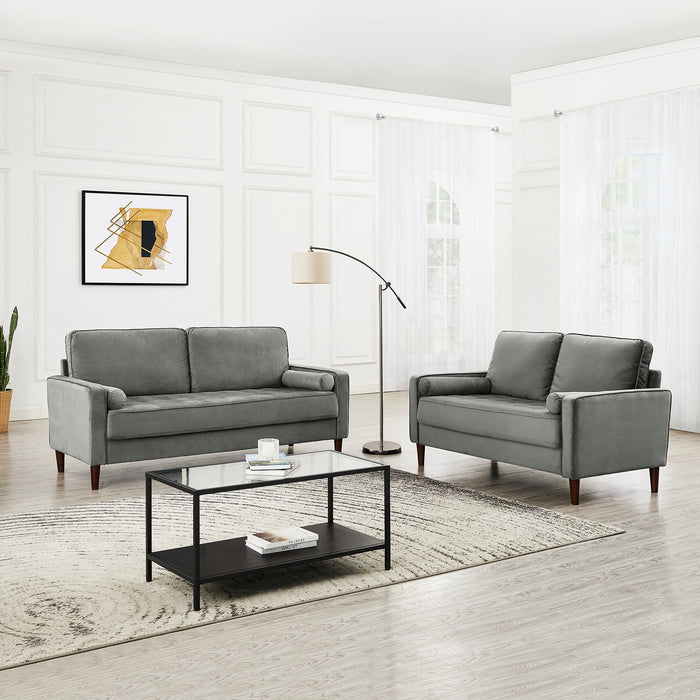 Edward Velvet Sofa 3 Seater Luxury Velvet Sofa Couch Settee Bolster Cushions, Grey