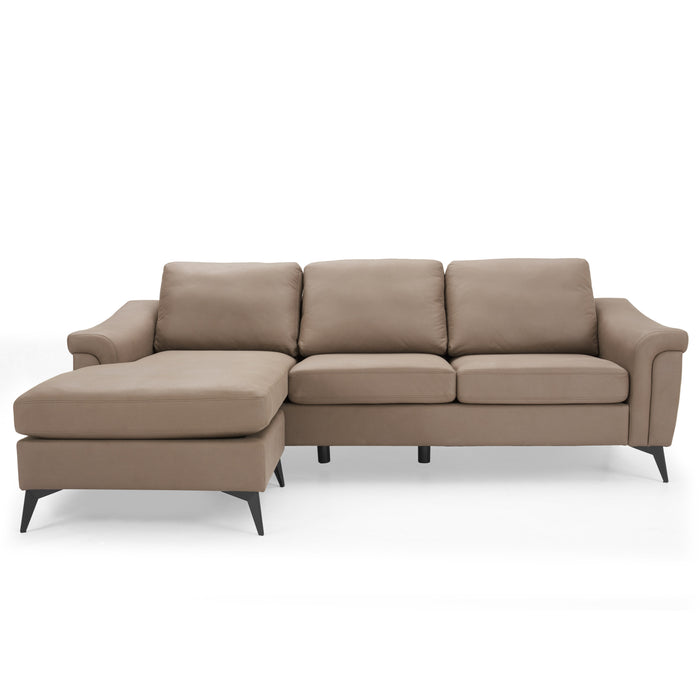 Emma 3 Seater Sofa With Chaise, Brown Air Leather
