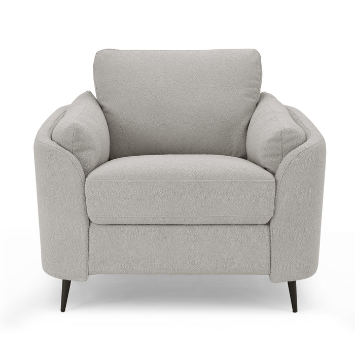 Jack 1 Seater Armchair With Metal Legs, Light Grey Boucle Fabric