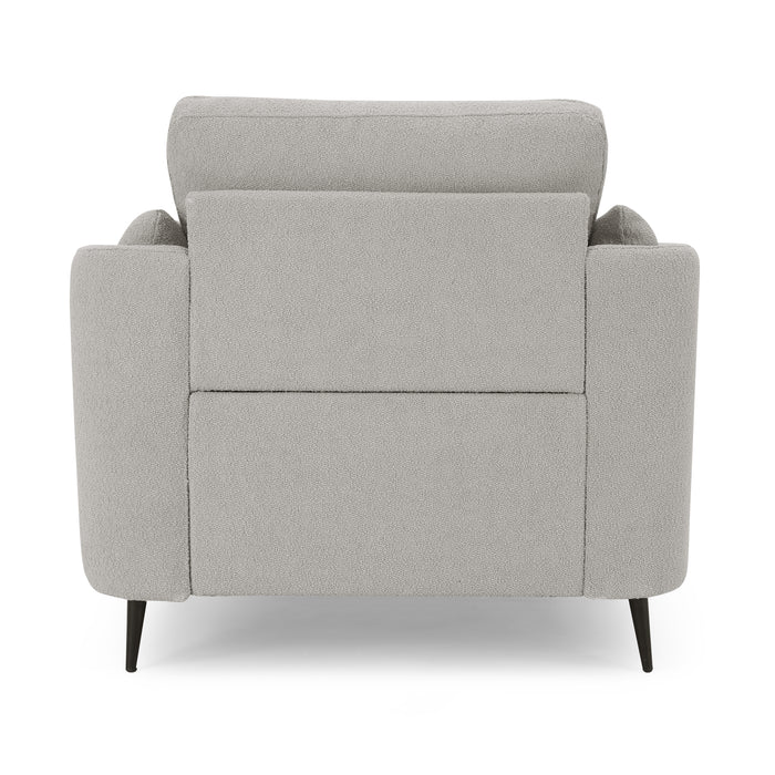 Jack 1 Seater Armchair With Metal Legs, Light Grey Boucle Fabric