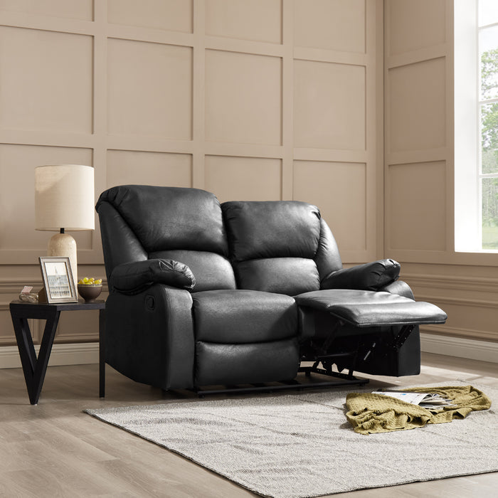 Enoch 2 Seater Recliner Sofa, Black Faux Leather