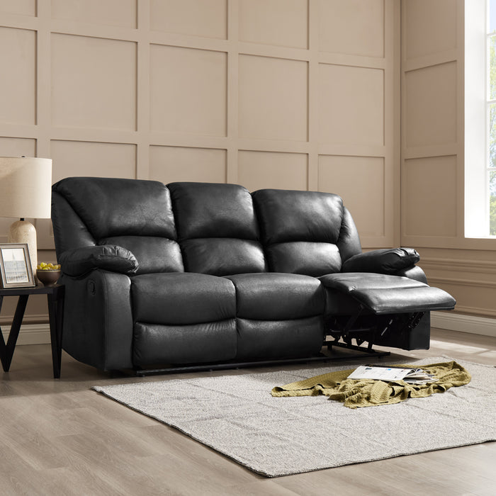 Enoch 2+3 Seater Recliner Sofa Set, Black Faux Leather