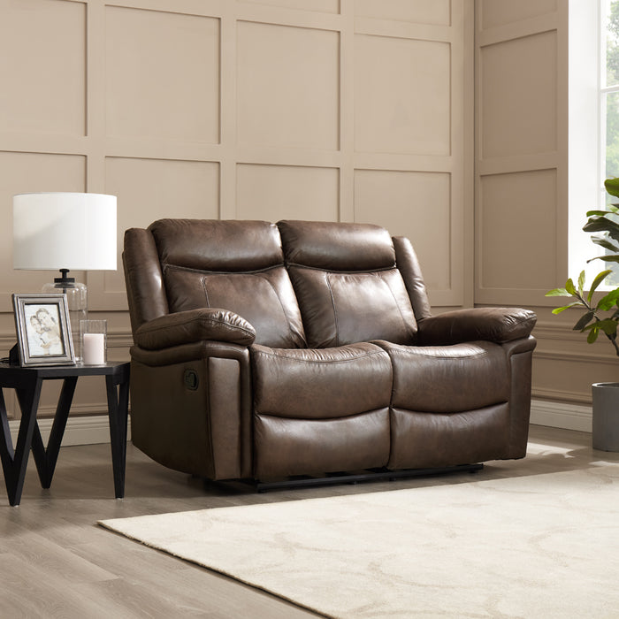 Rowan 2 Seater Manual Recliner Sofa, Brown Faux Leather