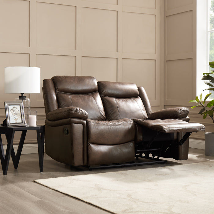 Rowan 2+3 Seater Recliner Sofa Set, Brown Faux Leather