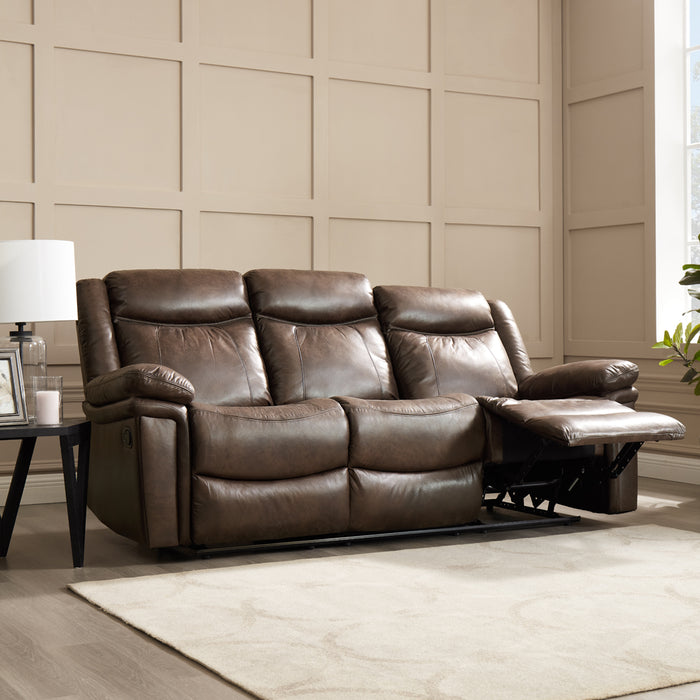 Rowan 2+3 Seater Recliner Sofa Set, Brown Faux Leather