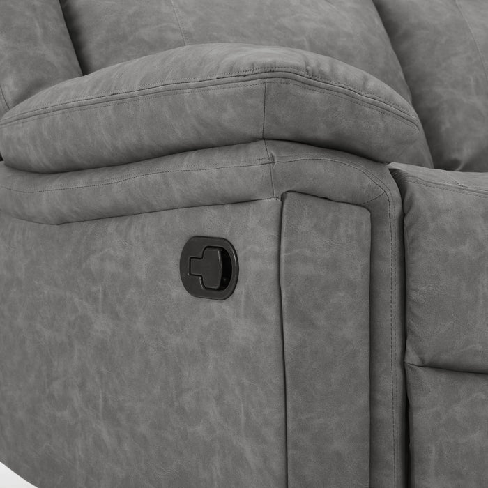 Rowan 3 Seater Manual Recliner Sofa, Grey Faux Leather