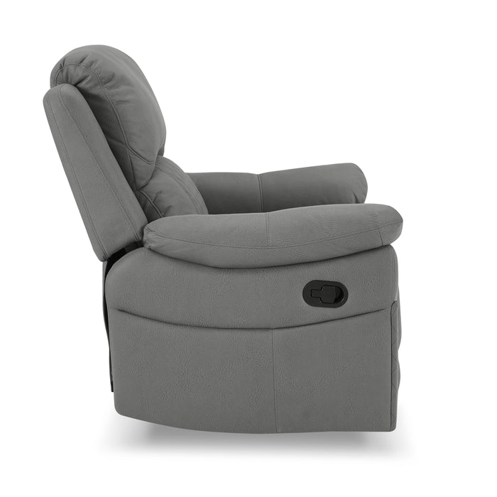 Darius 3 Seater Manual Recliner Sofa, Dark Grey Air Leather
