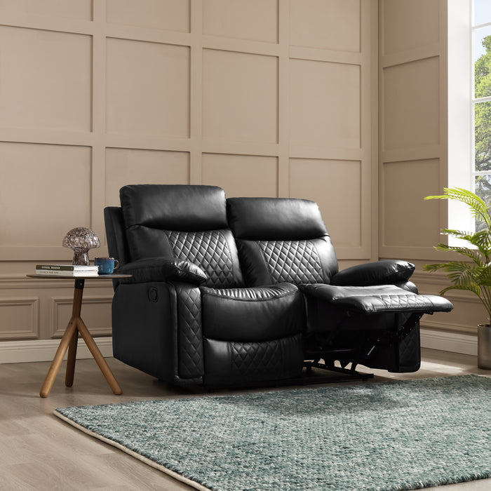 Carson 2 Seater Manual Recliner Sofa, Black Faux Leather