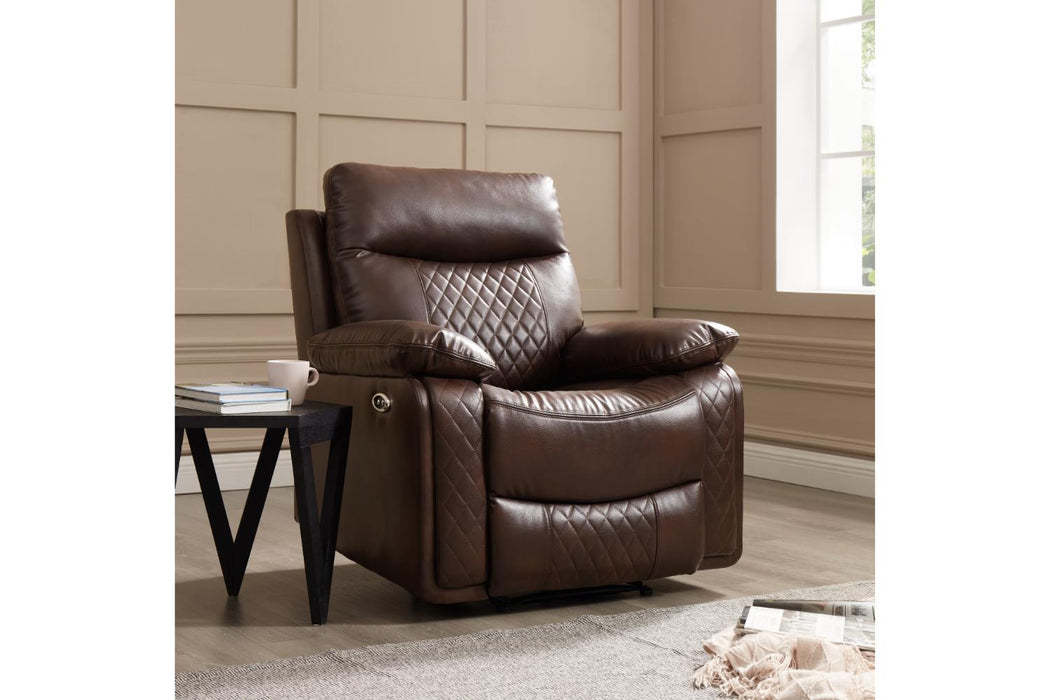 Carson 1 Seater Electric Recliner Armchair, Brown Faux Leather