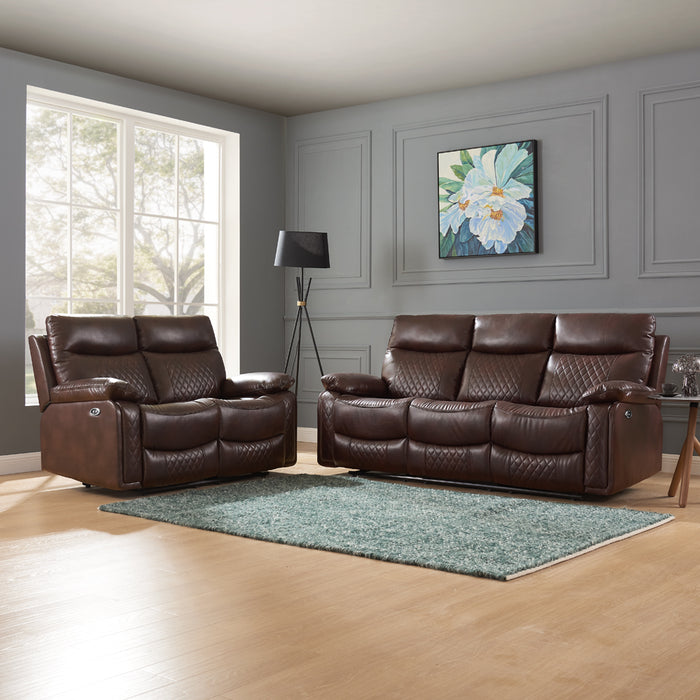 Carson 2+3 Seater Electric Recliner Sofa Set, Brown Faux Leather