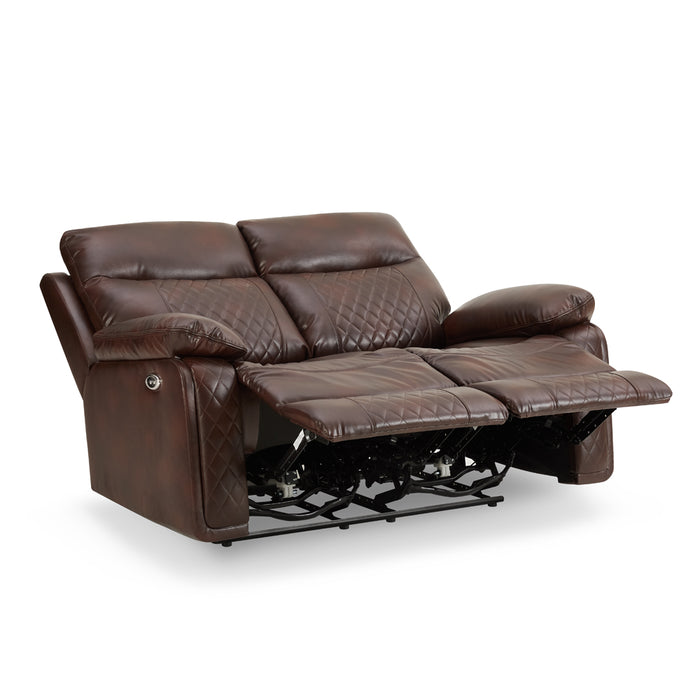 Carson 2+3 Seater Electric Recliner Sofa Set, Brown Faux Leather
