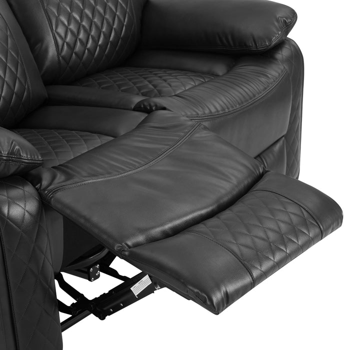 Carson 2+3 Seater Electric Recliner Sofa Set, Black Faux Leather