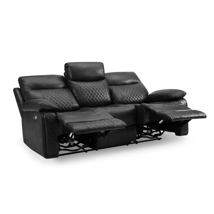 Carson 2+3 Seater Electric Recliner Sofa Set, Black Faux Leather