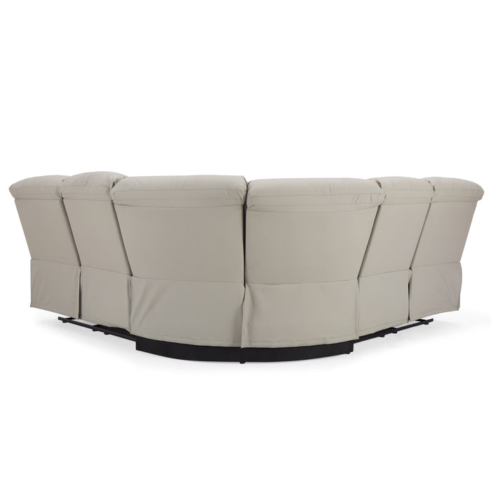 Benton 5 Seater Corner Electric Recliner Sofa, Light Grey Faux Leather