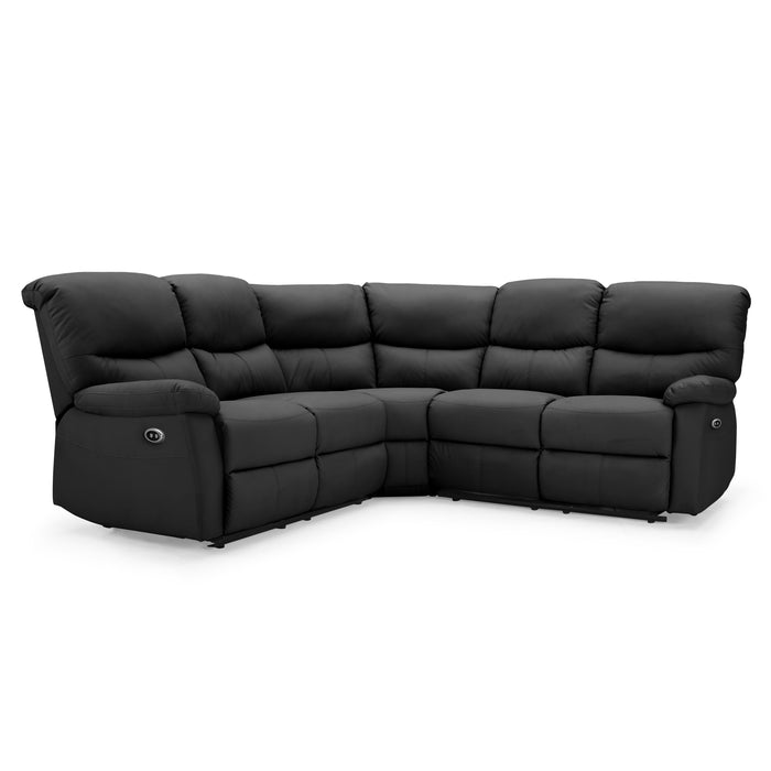 Benton 5 Seater Corner Electric Recliner Sofa, Black Faux Leather