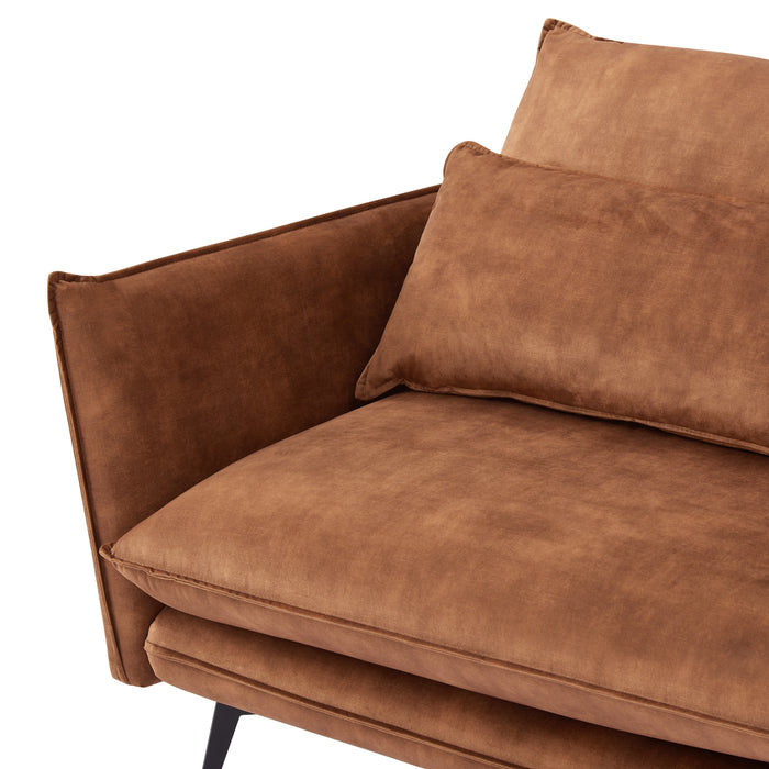 Savoy 3 Seater Corner Sofa Right Hand Chaise, Luxury Rustic Orange Velvet