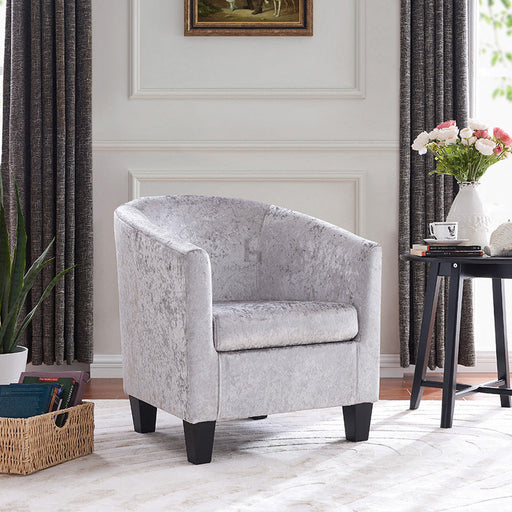 Accent Tub Chair, Silver Crushed Velvet