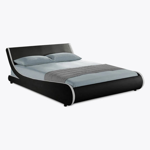 Galactic Leather Double Bed Frame, Black & White