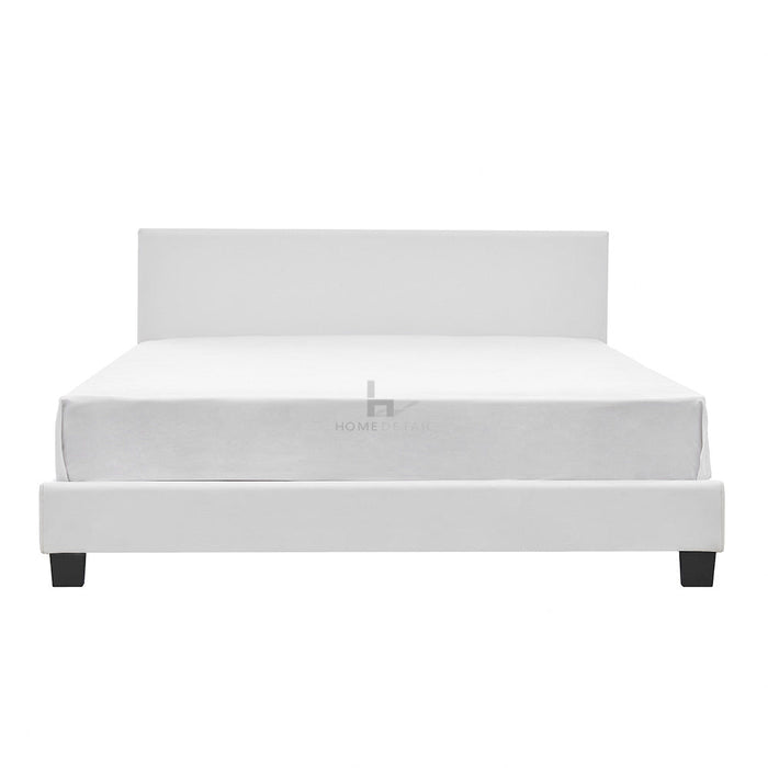 Lopez LED Leather Double Bed Frame, White