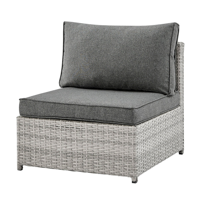 6 Seater Grey Garden Rattan Set with Footstools and Coffee Table
