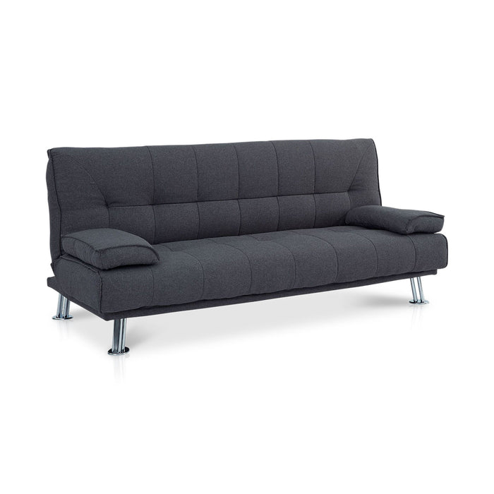 Montana 3 Seat Fabric Sofa Bed with Chrome Legs, Charcoal