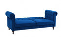 Velvet Sofa Bed Chesterfield Style 3 Seater Sofa Button Design, Dark Blue